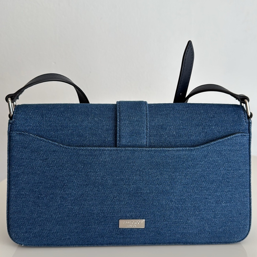 Jimmy Choo Denim Shoulder Bag with Adjustable Strap & Matching Compact Wallet - Picture 12 of 17